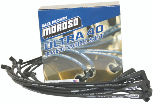 Moroso 73722 - Chevrolet Small Block (Sprint Car) Ignition Wire Set - Ultra 40 - Unsleeved - HEI - Black