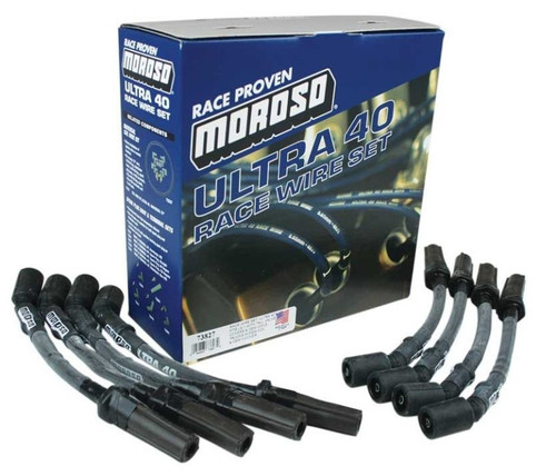 Moroso 73827 - GM LS Ignition Wire Set - Ultra 40 - Sleeved - Coil-On - 9.75in Wire - Black