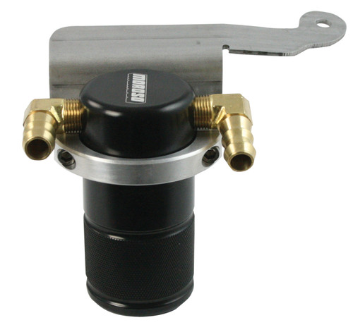 Moroso 85639 - 11-14 Ford Mustang V6 Air/Oil Separator Catch Can - Small Body - Billet Aluminum - Black