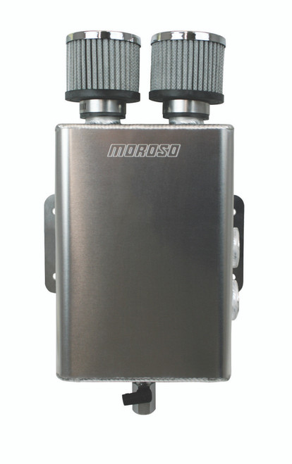 Moroso 85392 - Breather Tank/Catch Can -16An Female Inlet - Right Side - Two Breathers - Aluminum