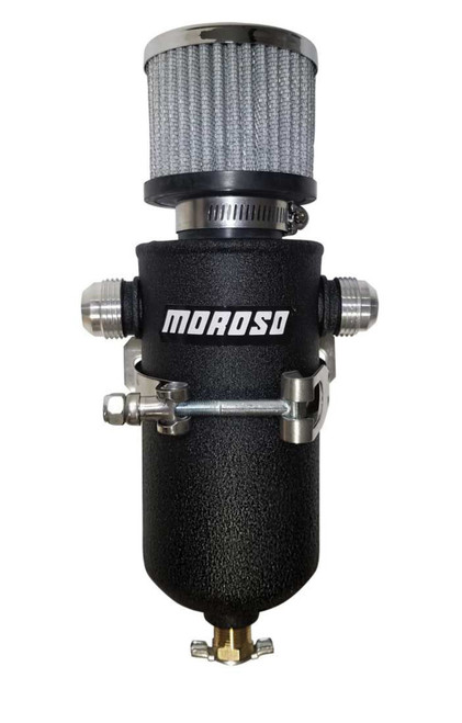 Moroso 85752 - 10AN Male Fittings Catch Can Breather Tank - Black Powder Coat