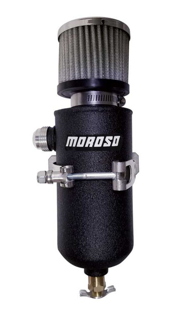 Moroso 85751 - 12AN Male Catch Can Breather Tank - Black Powder Coat