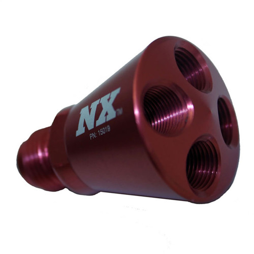 Nitrous Express 15019R - 4 Port Showerhead Distribution Block w/6AN Inlet - Red