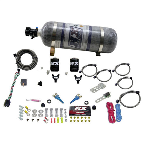 Nitrous Express 20616-12 - Dual Nozzle Sport Compact Nitrous Kit (35-50-75HP) w/12lb Bottle