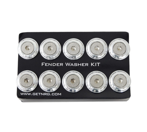 NRG FW-100SL - Fender Washer Kit w/Rivets For Plastic (Silver) - Set of 10