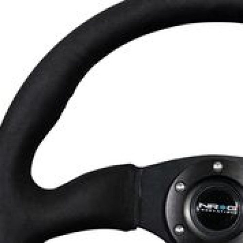NRG RST-023MB-SA - Reinforced Steering Wheel (350mm / 2.5in. Deep)Blk Alcantara Comfort Grip w/4mm Matte Blk Spokes