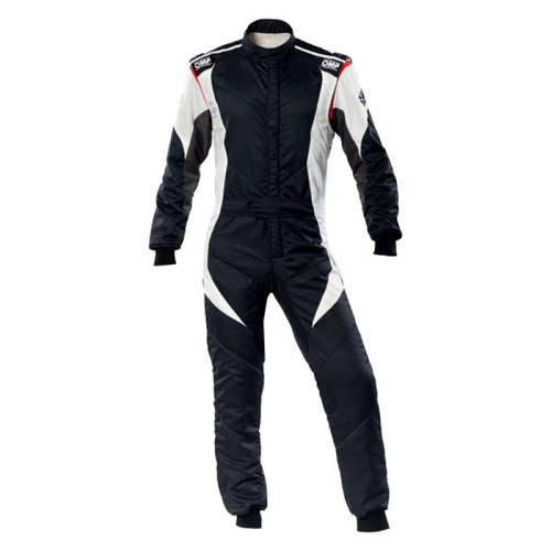 OMP Racing IA0-1854-B01-076-54 - OMP First Evo Overall Black/White - Size 54 (Fia 8856-2018)