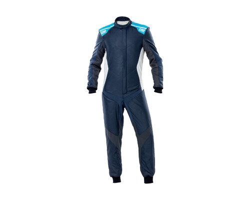 OMP Racing IA0-1861-A01-244-48 - OMP One Evo X Overall Navy Blue/Cyan - Size 48 (Fia 8856-2018)