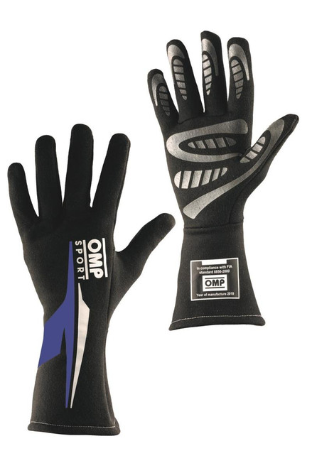 OMP Racing IB/762E/NB/XL - OMP Os 60 Gloves Black/- XLarge (Blue) (Fia/Sfi)