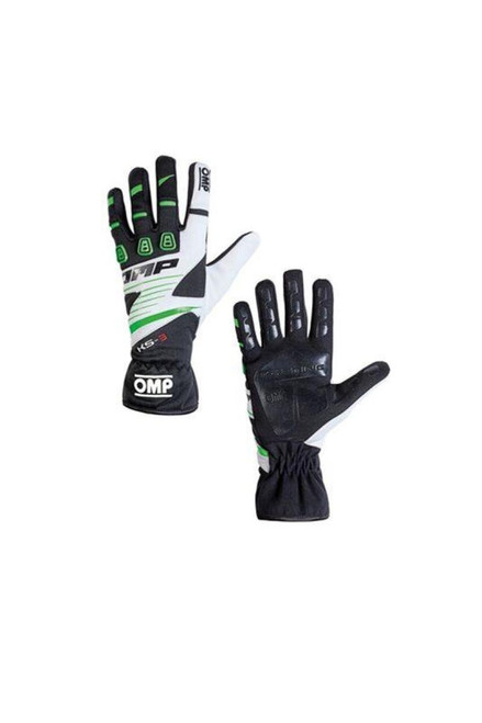 OMP Racing KB0-2743-B01-270-L - OMP KS-3 Gloves Black/W/Green - Size L