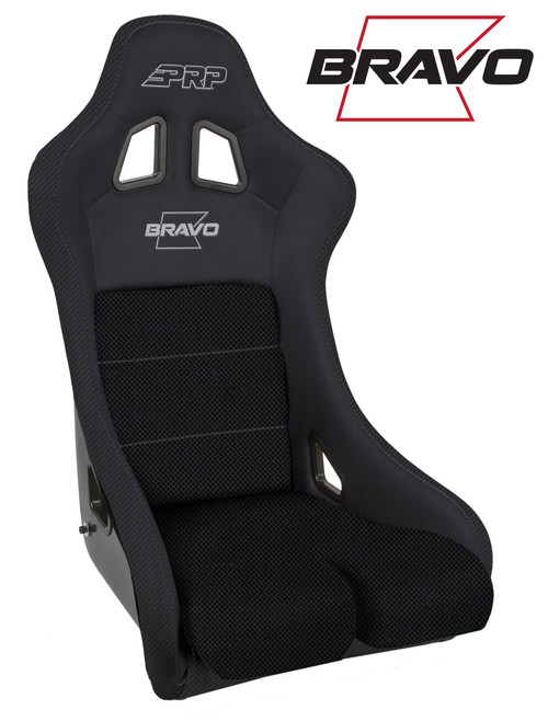 PRP Seats A4502-201 - PRP Bravo Composite Seat- Black (PRP Silver Outline/Bravo Silver- Black Stitching)