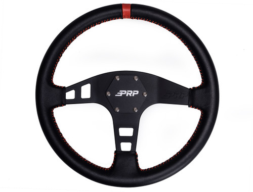 PRP Seats G213 - PRP Flat Leather Steering Wheel- Red