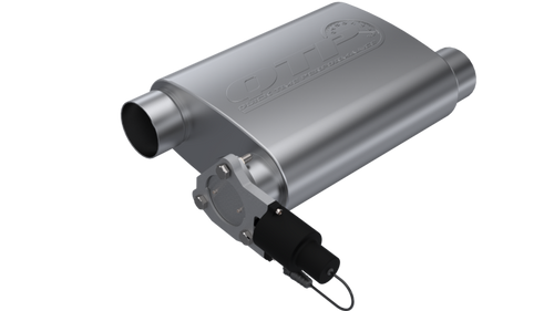 QTP 13300C - 3in Weld-On 304SS Screamer Muffler w/Bolt-On QTEC Electric Cutout