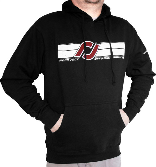 RockJock RJ-713001-YM - Hoodie Sweatshirt w/RJ Logo and Horizontal Stripes Black Youth Medium Print on Front