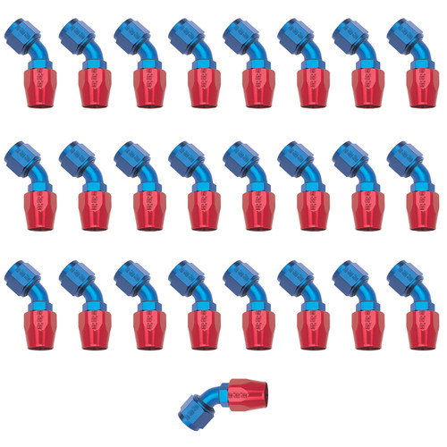 Russell 610108 - Performance -8 AN Red/Blue 45 Degree Full Flow Hose End (25 pcs.)