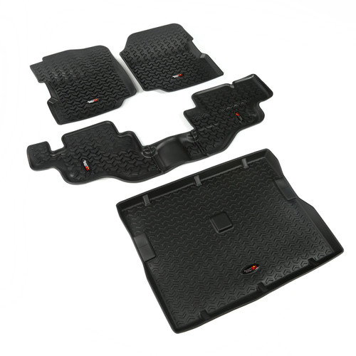 Rugged Ridge 12988.09 - Floor Liner Front/Rear/Cargo Black 1976-1995 Jeep Wrangler / CJ