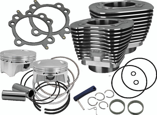 S&S Cycle 910-0500 - 07-17 BT 107in Bolt-In Big Bore Kit - Wrinkle Black