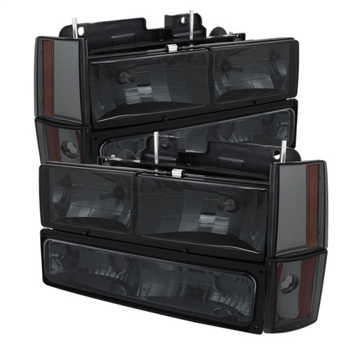 Spyder 5073525 - Xtune GMC Yukon 92-93 Crystal Headlights w/ Corner & Bumper Smoke HD-JH-GMCCK88-AM-SM-SET