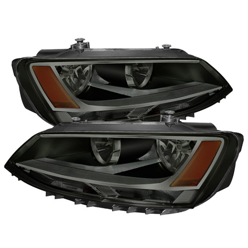 Spyder 5075802 - Xtune Volkswagen Jetta 11-14 Amber Crystal Headlights Smoked HD-JH-VJ11-AM-SM