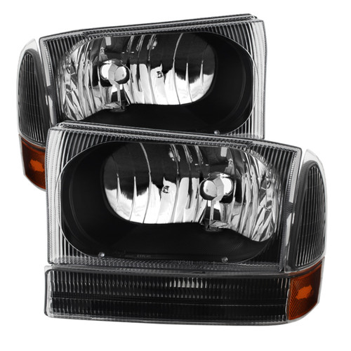 Spyder 9025402 - Xtune Ford F250/350/450 Superduty 99-04 Crystal Headlights w/ Bumper Lights HD-JH-FF25099-AM-BK