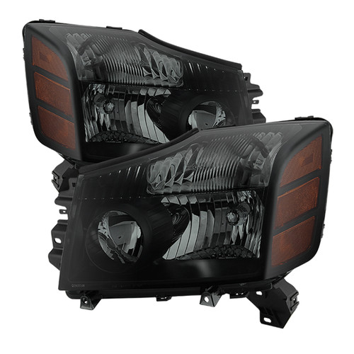 Spyder 9030383 - Xtune Nissan Titan 04-14 (04-07 OE Style ) OEM Amber Head Lights Set Black Smoked HD-JH-NTI04-AM-BSM