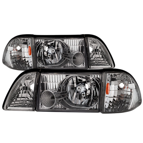 Spyder 9035272 - xTune Ford Mustang 87-93 OEM style Headlights 6pcs Amber - Chrome HD-JH-FM87-6PC-AM-C