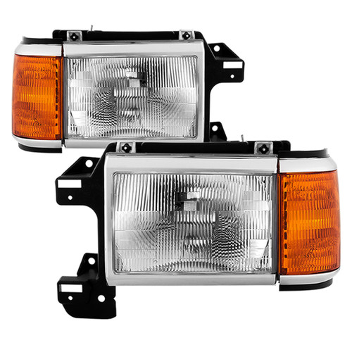 Spyder 9035203 - xTune Ford Bronco F150 F250 F350 F450 1987-1991 OEM Style Headlights - Chrome HD-JH-FB87-OE-C