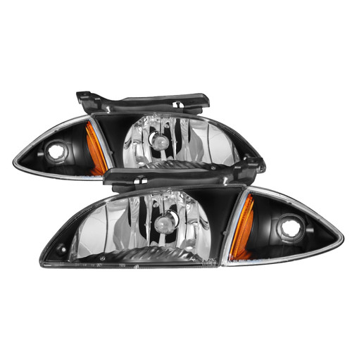 Spyder 9036705 - xTune Chevy Cavalier 00-02 Corner Lamp & Headlights 4pcs set-Black HD-JH-CCAV00-SET-BK