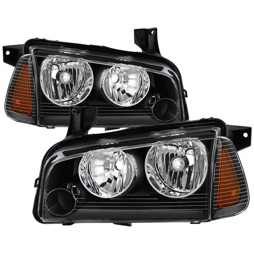 Spyder 9040160 - xTune Dodge Charger 05-10 (Non-HID) OEM Style Headlights w/ Corner 4pcs - Black HD-JH-DCH05-SET-BK