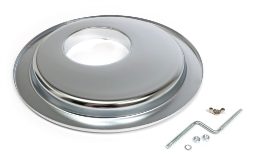 Trans-Dapt Performance 2430 - FLAT, OFFSET AIR CLEANER BASE (GM WITH LARGE HEI); 14 IN. DIAMETER; 5-1/8 IN. NECK- CHROME