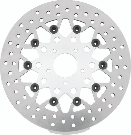 TwinPower 666822 - Twin Power 08-13 FLH FLT 08-16 FLHR 06-17 Dyna Front 11.8 Floating Mesh Rotor Silver