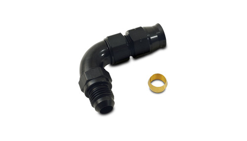 Vibrant 16586 - 90 Degree 3/8in Tube to Male -6AN Flare Adapter w/ Olive Inserts