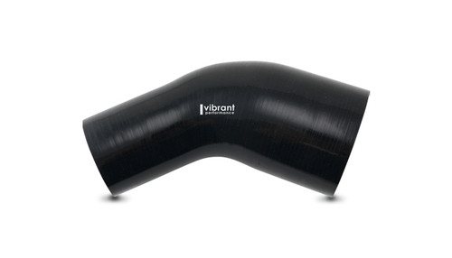 Vibrant 19758 - 2.25in ID x 2.50in ID Gloss Black Silicone 45 Degree Transition Elbow