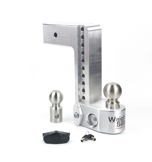 Weigh Safe WS10-3 - 10in Drop Hitch w/Built-in Scale & 3in Shank (10K/21K GTWR) - Aluminum