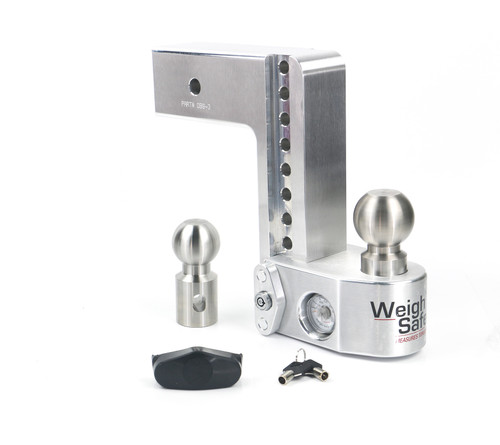 Weigh Safe WS8-3 - 8in Drop Hitch w/Built-in Scale & 3in Shank (10K/21K GTWR) - Aluminum