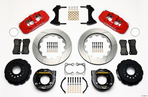 Wilwood 140-10947-R - AERO4 Rear P-Brake Kit 14.00in Red Big Ford Old Style 2.36in Offset