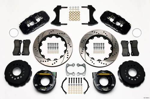 Wilwood 140-10949-D - AERO4 Rear P-Brake Kit 14.00in Drilled Small Ford 2.50in Offset