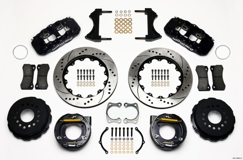 Wilwood 140-10944-D - AERO4 Rear P-Brake Kit 14.00in Drilled Big Ford New Style 2.36in Offset