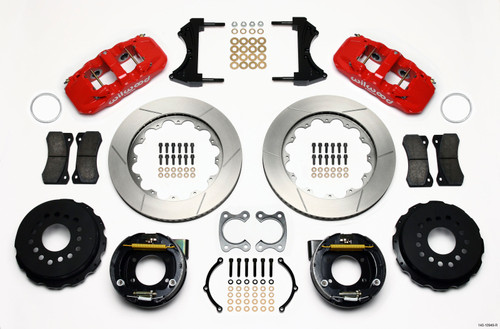 Wilwood 140-10949-R - AERO4 Rear P-Brake Kit 14.00in Red Small Ford 2.50in Offset