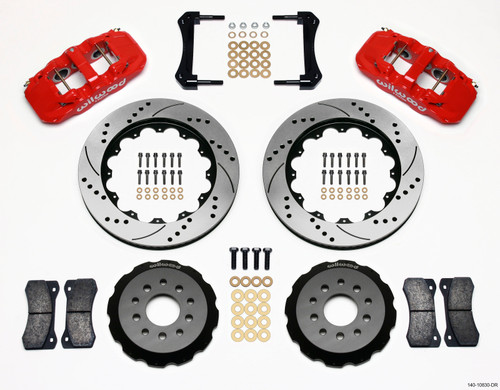 Wilwood 140-10830-DR - AERO6 Front Hat Kit 14.00 Drilled Red 2005-2014 Mustang