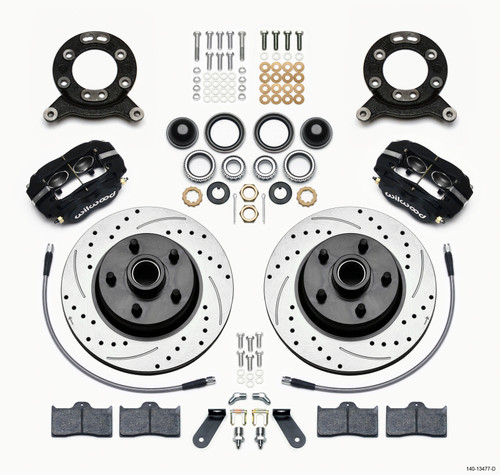 Wilwood 140-13477-D - Forged Dynalite-M Front Kit 11.30in 1 PC Rotor&Hub-Drill 70-73 Mustang Disc & Drum Spindle