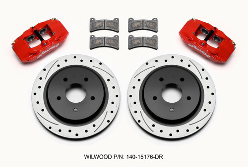 Wilwood 140-15176-DR - DPC56 Rear Caliper & Rotor Kit Red Corvette All C5 / Base C6 1997-2013