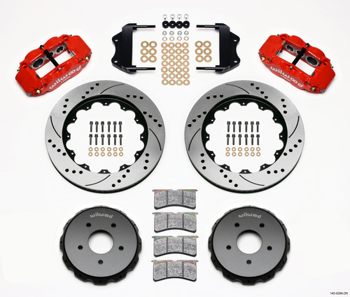Wilwood 140-9296-DR - Narrow Superlite 6R Front Hat Kit 14.00in Drilled Red 2004-2006 Pontiac GTO
