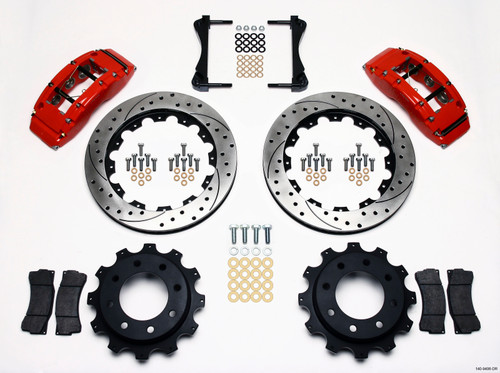 Wilwood 140-9406-DR - TC6R Rear Kit 16.00in Drilled Red 1999-2010 GM Trk 2500 HD 4.84 Cntr