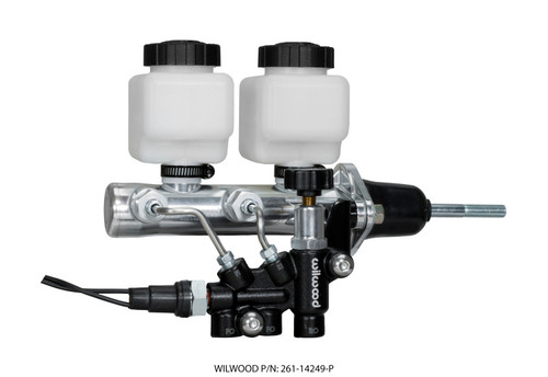 Wilwood 261-14249-P - Tandem Remote M/C Kit w L/H Brkt & Prop Valve - 7/8in Bore Ball Burnished-W/Pushrod