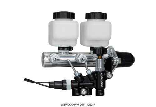 Wilwood 261-14252-P - Tandem Remote M/C Kit w L/H Brkt & Prop Valve - 1 1/8in Bore Ball Burnished