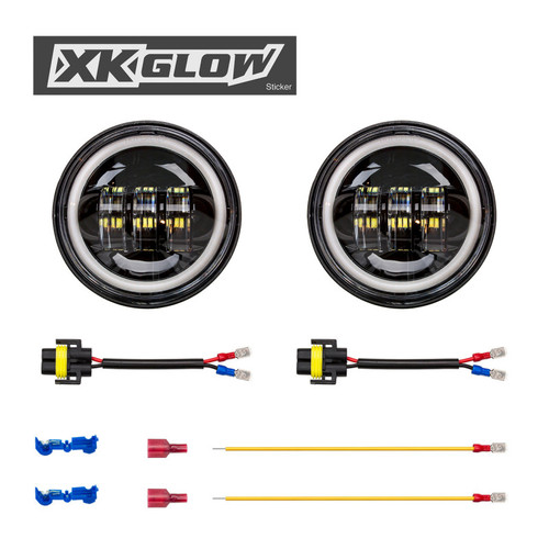 XKGLOW XK042007-B - XK Glow Black 2pc. Motorcycle Driving Lights w/ Amber Halo