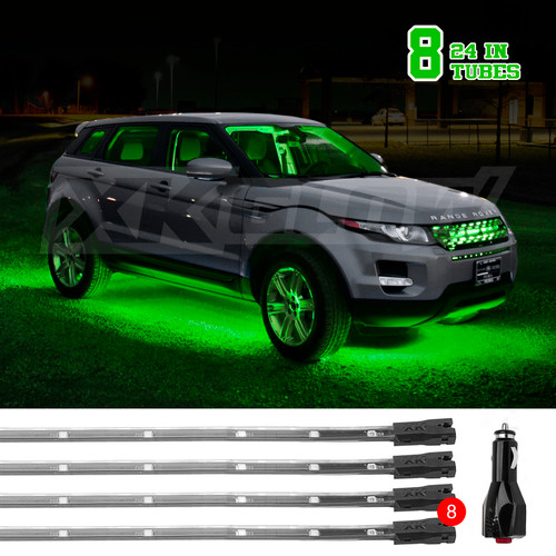 XKGLOW XK041002-G - XK Glow Tube Single Color Underglow LED Accent Light Car/Truck Kit Green - 8x24In