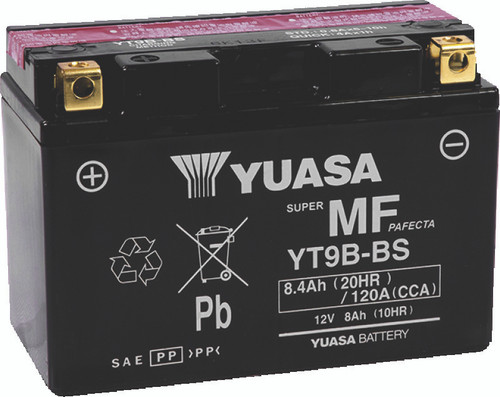 Yuasa Battery YUAM629B4 - Yuasa YT9B-BS Maintenance Free 12-Volt AGM Battery w/Bottle