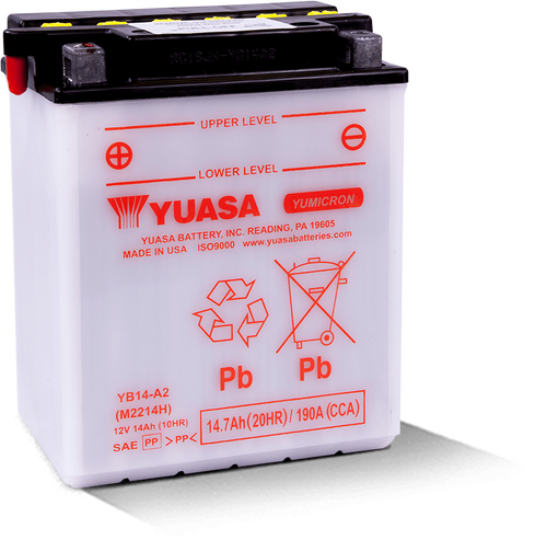 Yuasa Battery YUAM2214HIND - Yuasa YB14-A2 Yumicron CX 12 Volt Battery